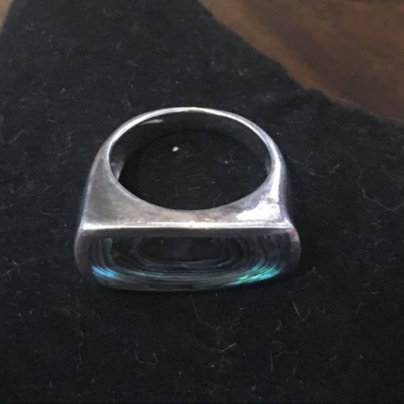 Abalone Cabochon Sterling Silver Statement Ring Size 6-3/4 - Picture 6 of 12